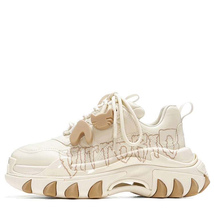 VITTORIO VENTURA Cow Leather Chunky Sneakers Women's Apricot White
