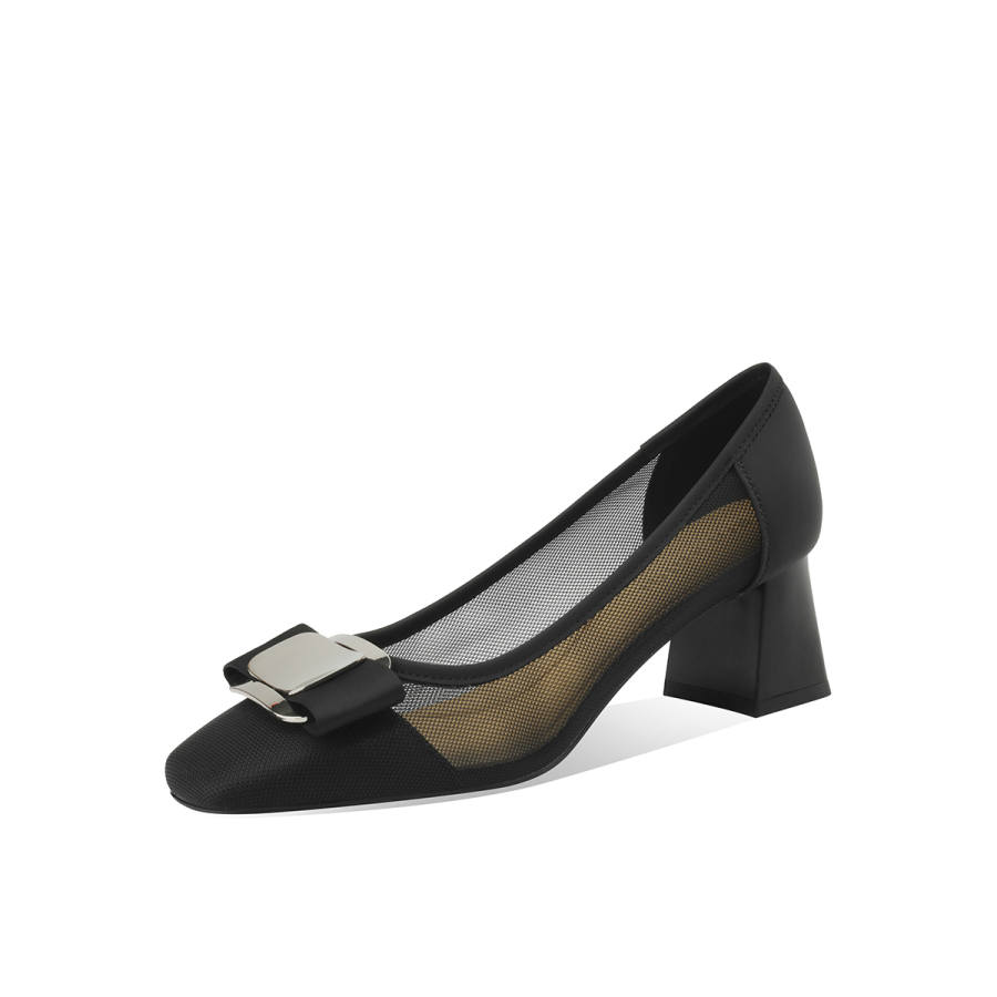 BOERDIQI Top Grain Cow Leather Chunky Heel High Heels 5CM Women's