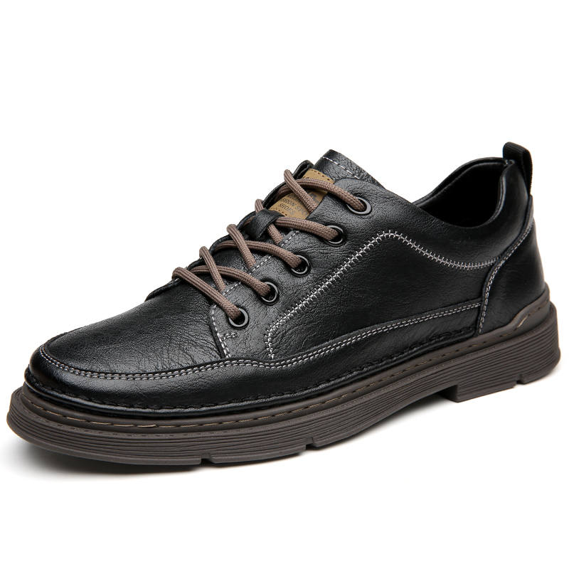 Mulinsen Casual Leather Shoes Men's Low Top Black/Brown