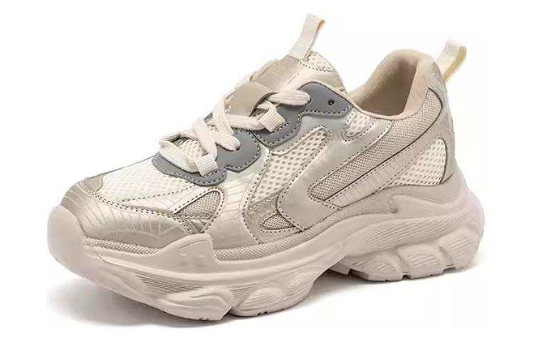 Satchi Fabric Cushioning Abrasion Resistant Cushioning, Wear Resistant Low top Chunky Sneakers Women's Beige