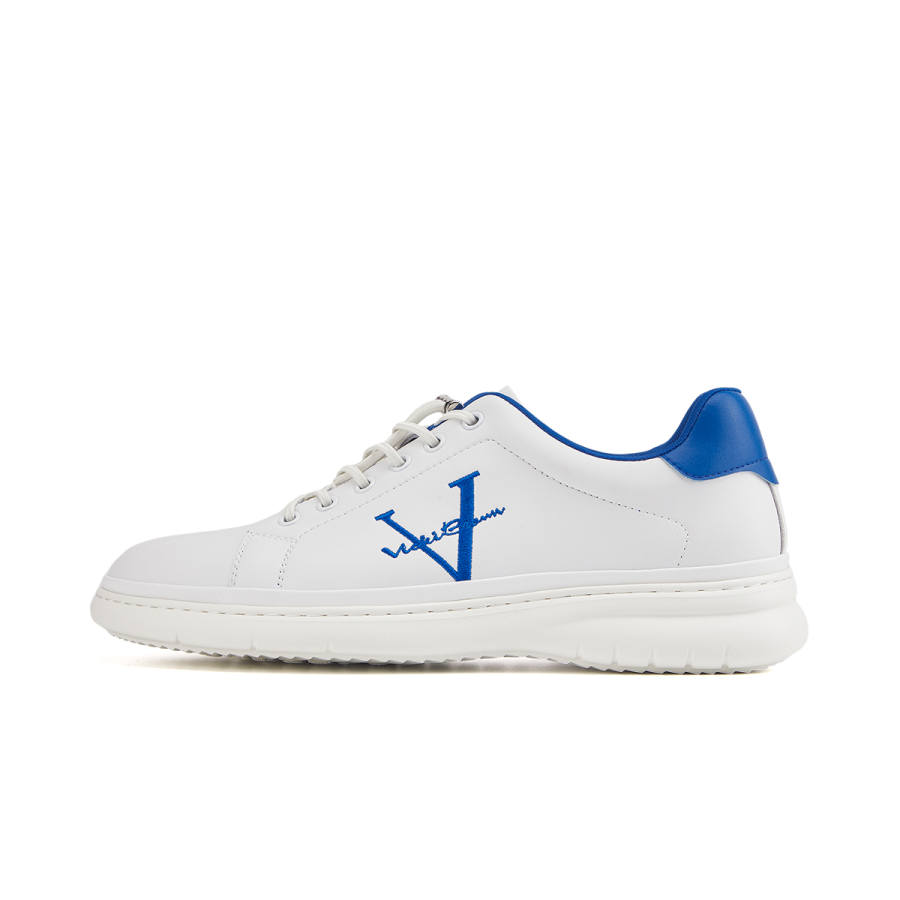 VICKI BROWN Cow Split Leather Low top Casual Shoes Men's White Blue