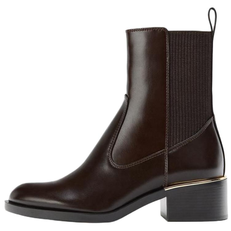 ZARA Pu Ankle Boots 5CM Women's Brown