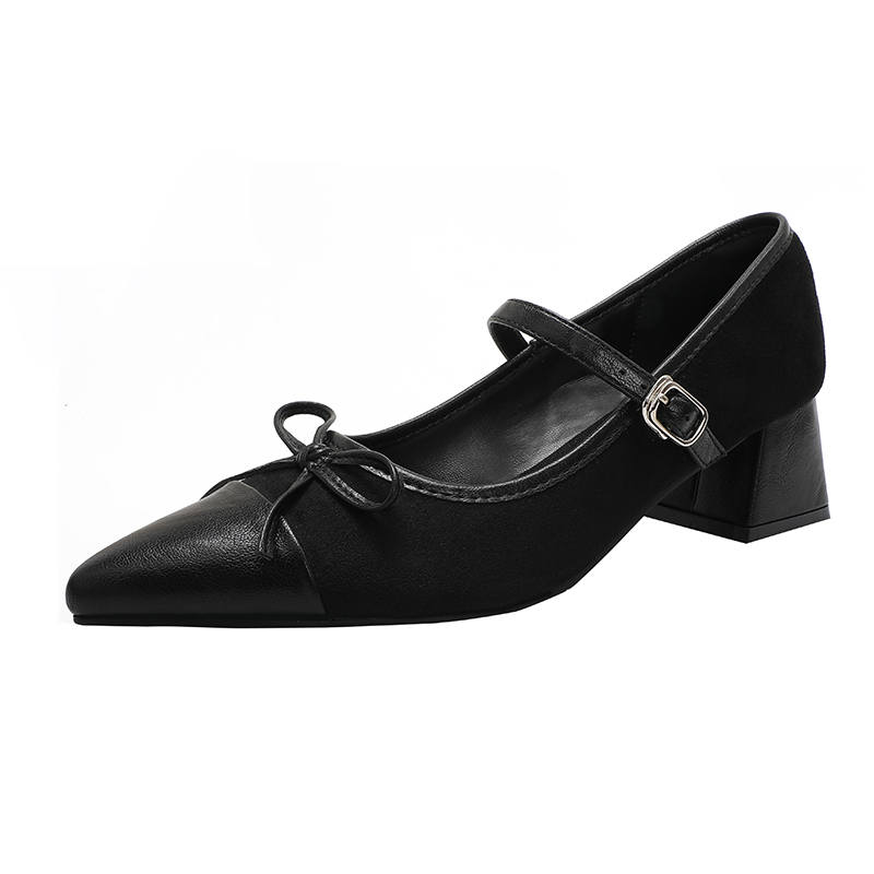 TATAYA Microfiber Leather Chunky Heel Mary Jane Shoes Women's
