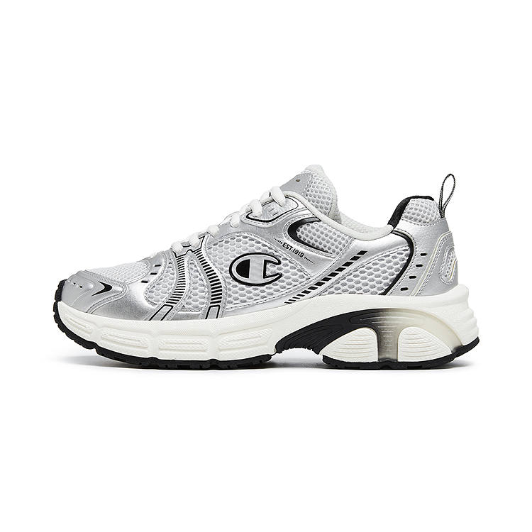 Champion Synthetic Leather, Textile Low top Running Shoes Women's Silver White/Milk White