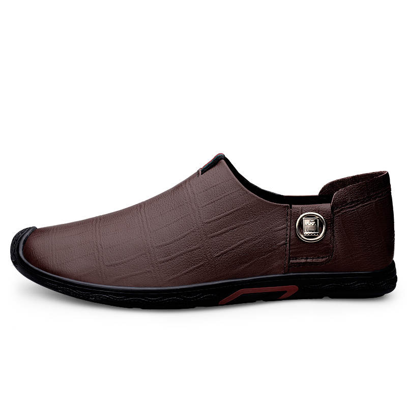 CKVUSAMG Top Grain Cow Leather Casual Shoes Men's Brown