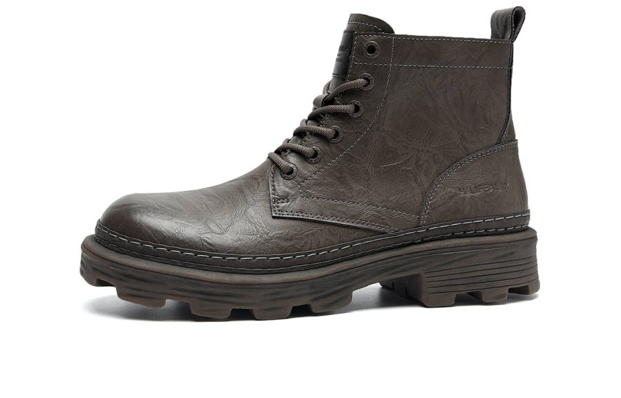 HLA HLA Cow Split Leather Short Combat Boots 5cm Men's