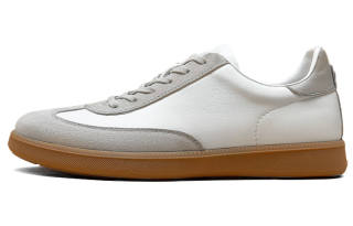 Beau Today Cow Leather Stylish Skateboarding Shoes Men's White Gray
