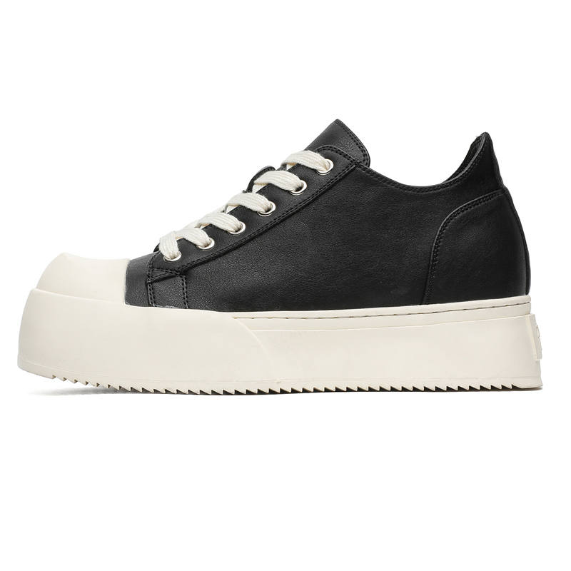 CHILANG Microfiber Leather Height Increasing Height Increasing Low top Skateboard Shoes Men's Black