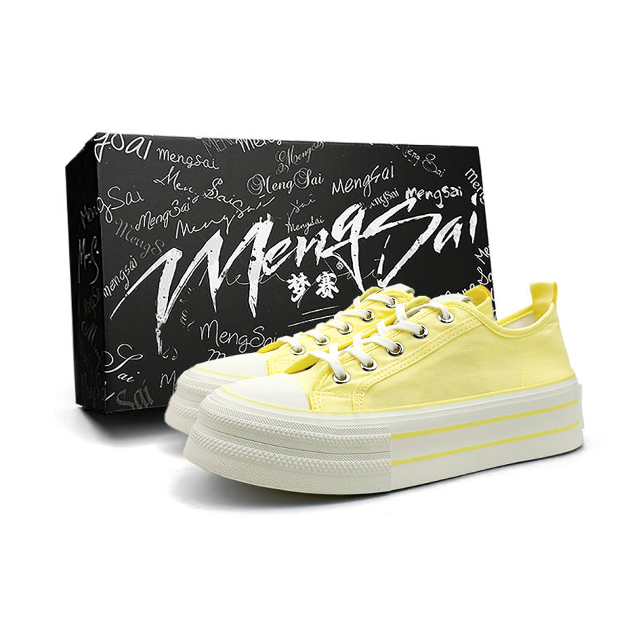 Mengsai Slip Resistant Abrasion Resistant Slip Resistant Abrasion Resistant Low top Canvas Shoes Women's Yellow