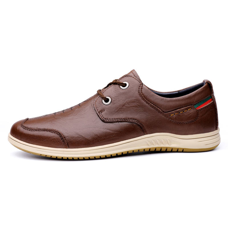 CKVUSAMG Top Grain Cow Leather Casual Shoes Men's Brown