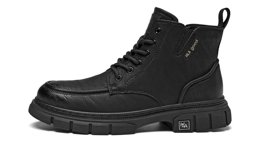 HLA HLA Synthetic Leather Ankle Length Combat Boots Men's