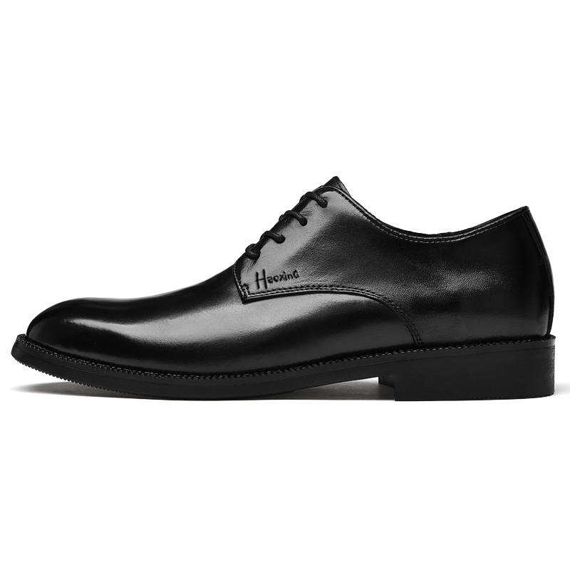 HAOXING Top Grain Cow Leather Dress Shoes Men's Black
