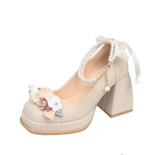 WOXXXN Chunky Heel High Heels Women's Champagne