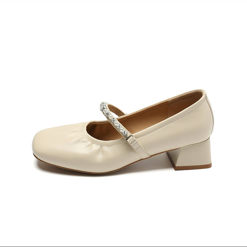 ZHR Chunky Heel Mary Jane Shoes 4cm Women's