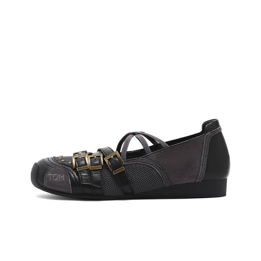 Hotwind Textile, Synthetic Leather Flat Mary Jane Shoes Women's