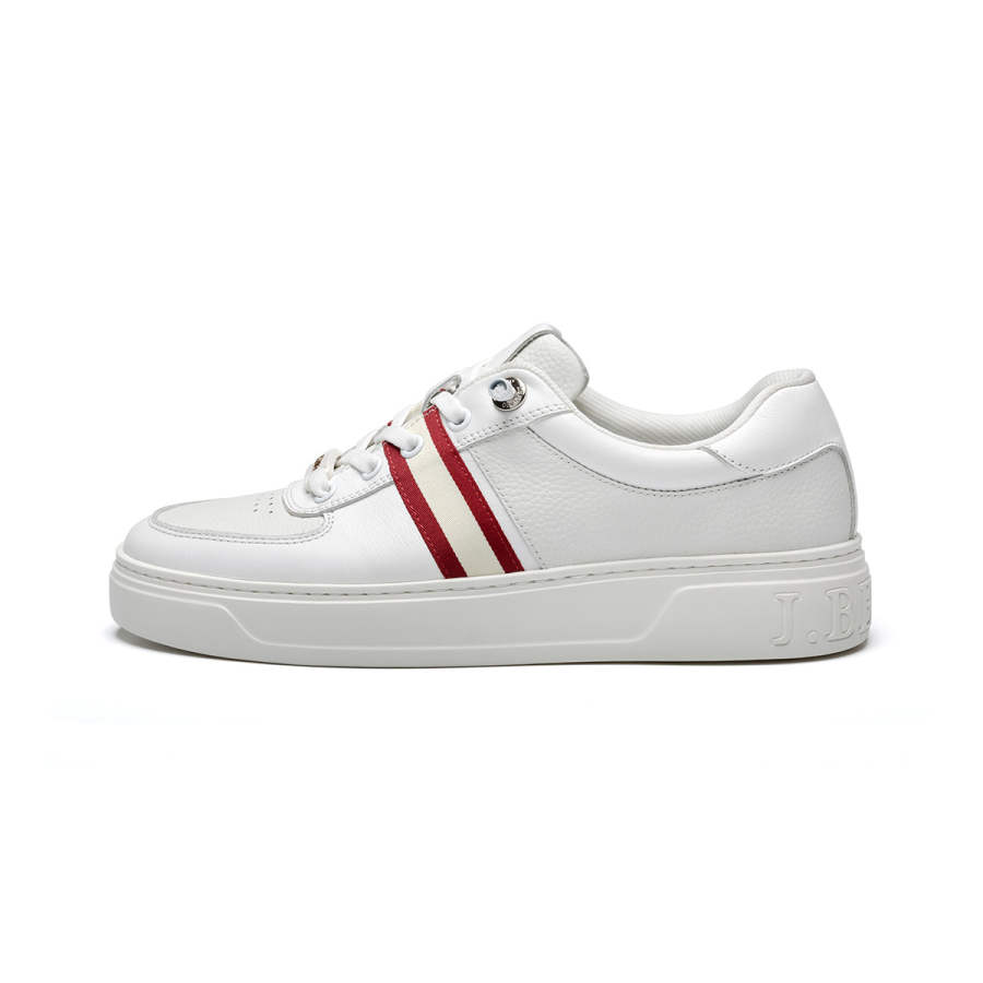 J.BENATO Cow Leather Lightweight Low top Skateboard Shoes Men's White