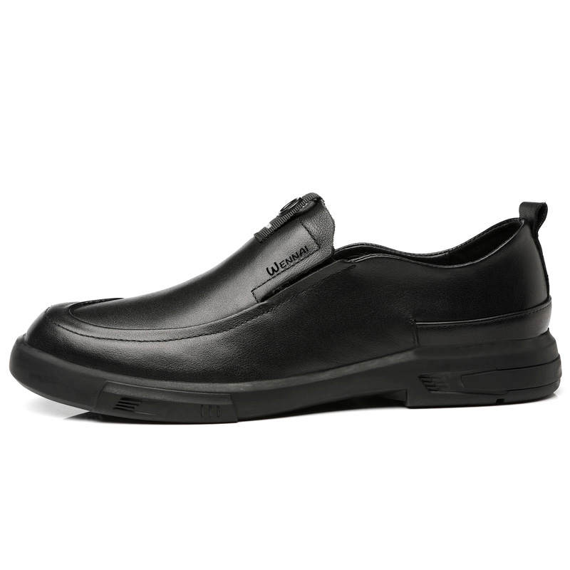 WENNAI Top Grain Cow Leather Casual Shoes Men's Black