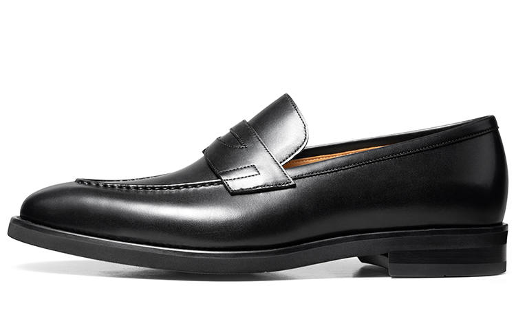 THOM WILLS British Business Calfskin Penny Loafers Casual Shoes Men's Black
