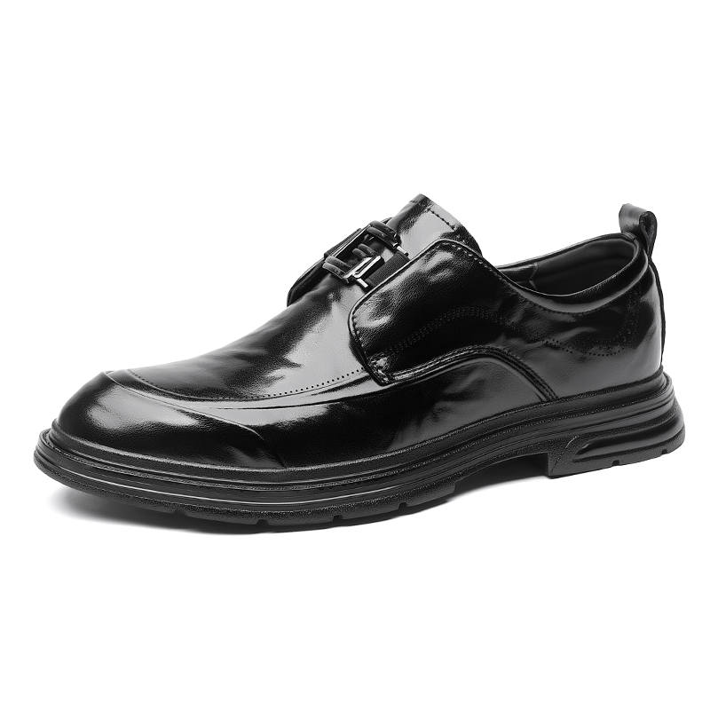 KACHILANG Casual Leather Shoes Men's Low Top Black