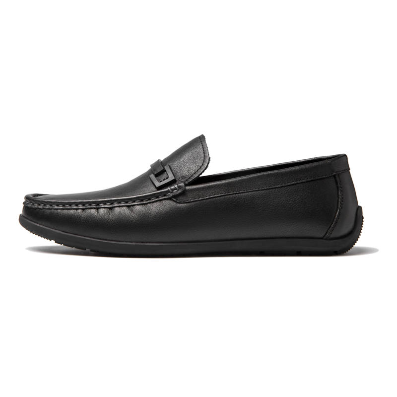 AOKANG Top Grain Cow Leather Gommino Loafers Men's Black
