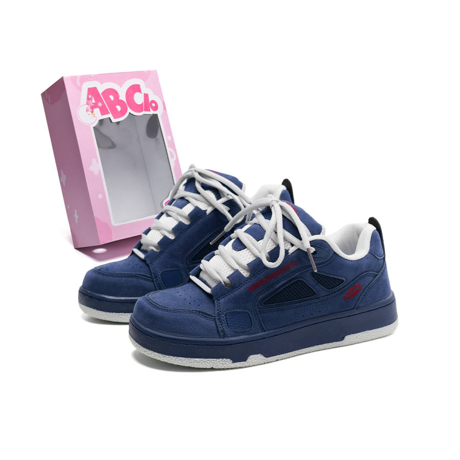 ABCIO ABCIO Coverage Non Slip And Waterproof Support Height Increasing Low top Skateboard Shoes Unisex Navy Blue