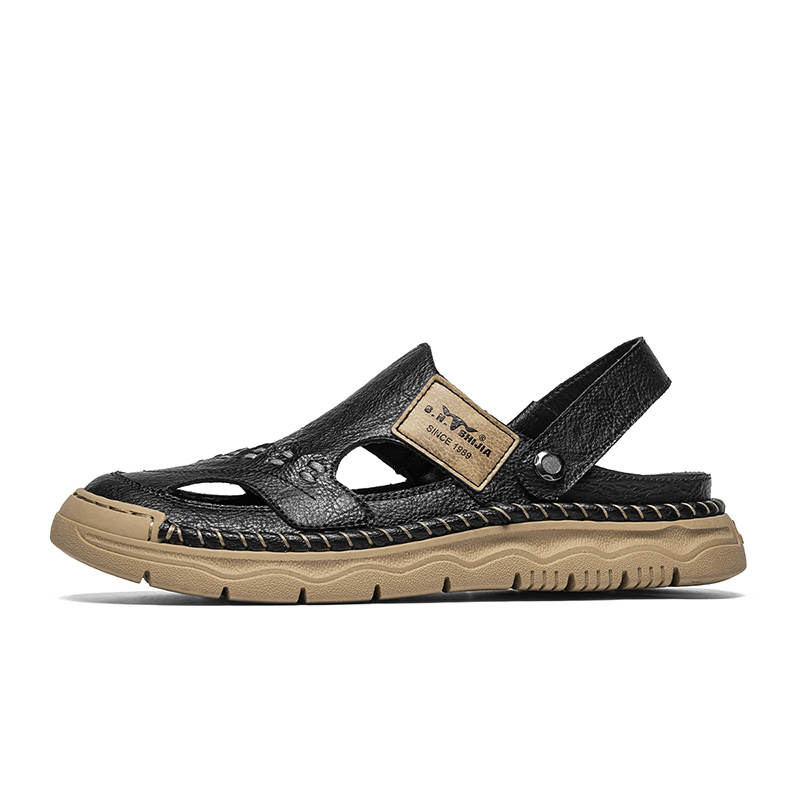 G.N.SHIJIA Black Gold Bull Collection Synthetic Leather Beach Sandals Men's