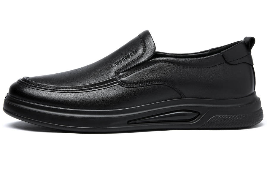 Mulinsen Top Grain Cow Leather Casual Shoes Men's Black