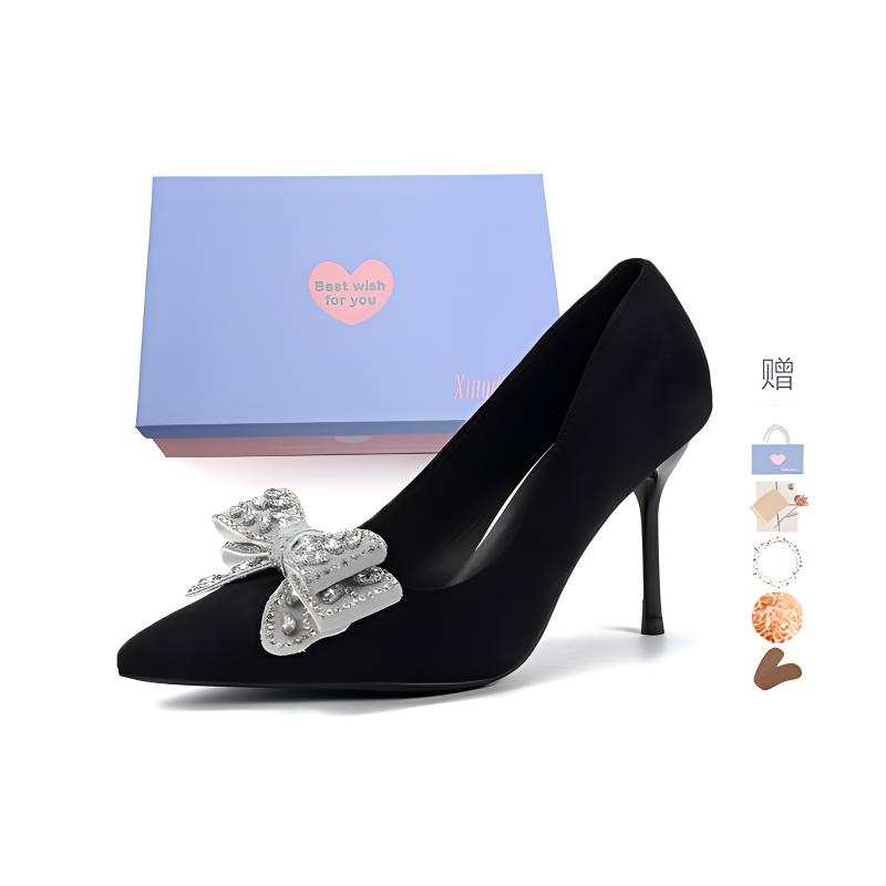Xingdiman Pu High Heels Women's Black Gift Box Set