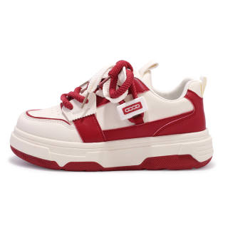 SNXR Slip Resistant Abrasion Resistant Slip Resistant Abrasion Resistant Low top Skateboard Shoes Women's Beige Red