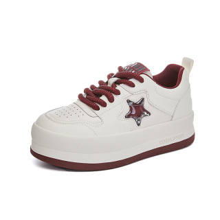 Zdwo Cow Split Leather Cushioning Breathable Low top Casual Shoes Women's