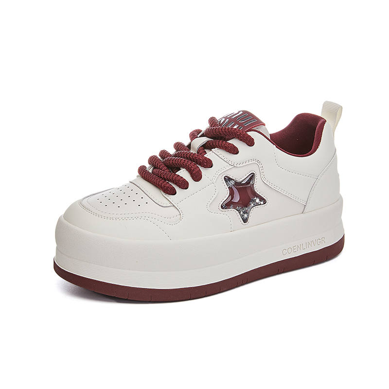 Zdwo Cow Split Leather Cushioning Breathable Low top Casual Shoes Women's