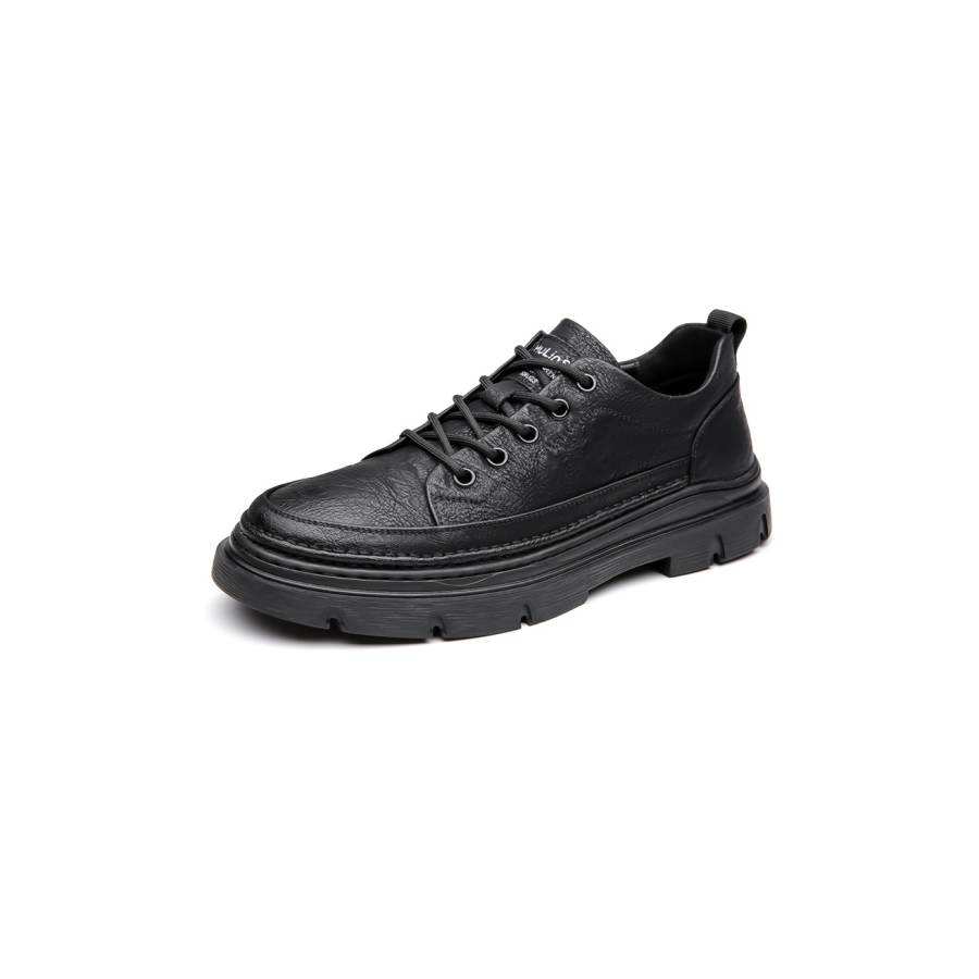 Mulinsen Casual Leather Shoes Men's Low Top Brown, Black