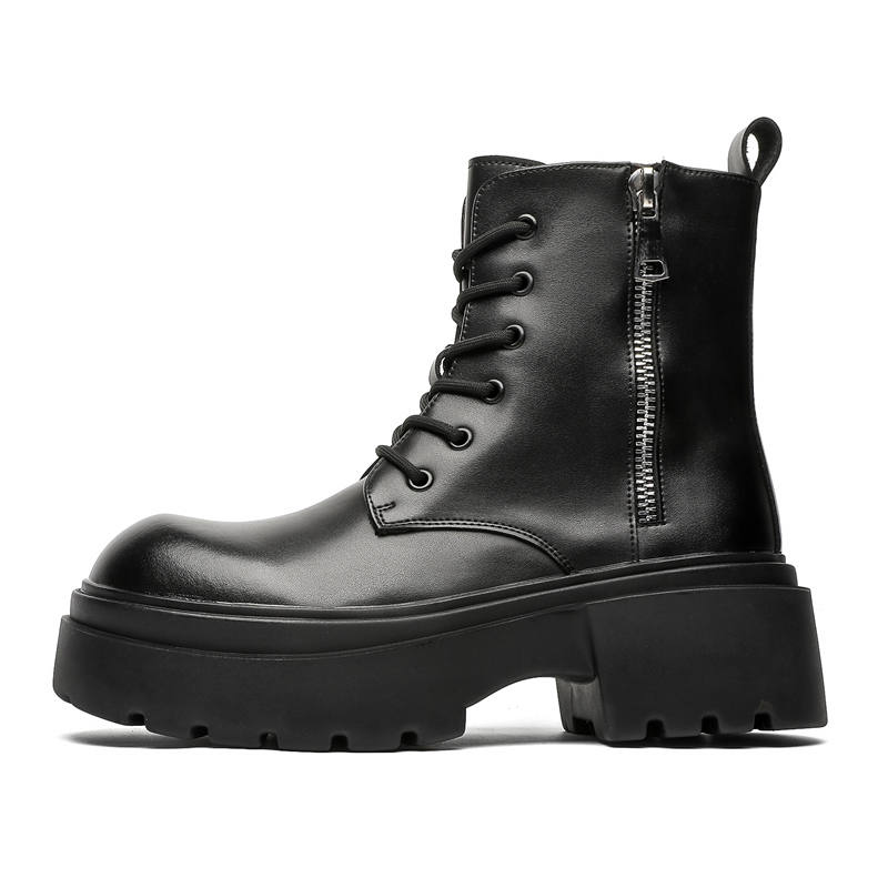 PINYI PINYI Microfiber Leather Combat Boots Men's Black