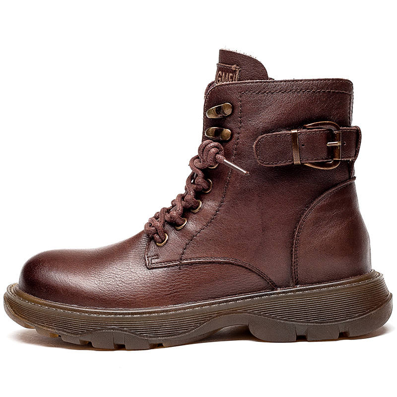 MATA Top Grain Cow Leather Combat Boots Women's