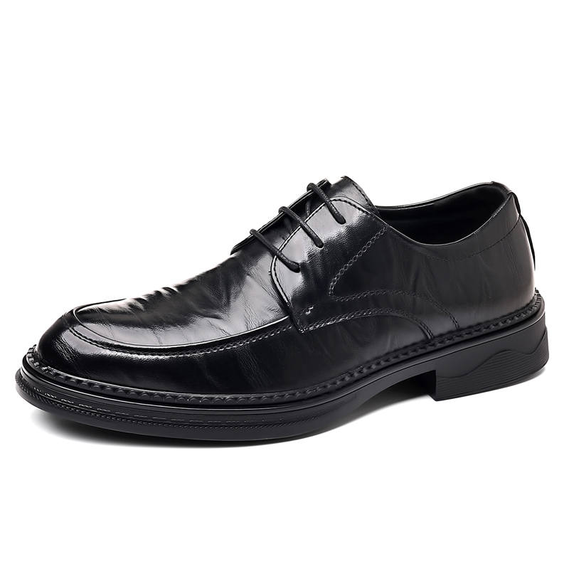 DUNNU Casual Leather Shoes Men's Low Top Black