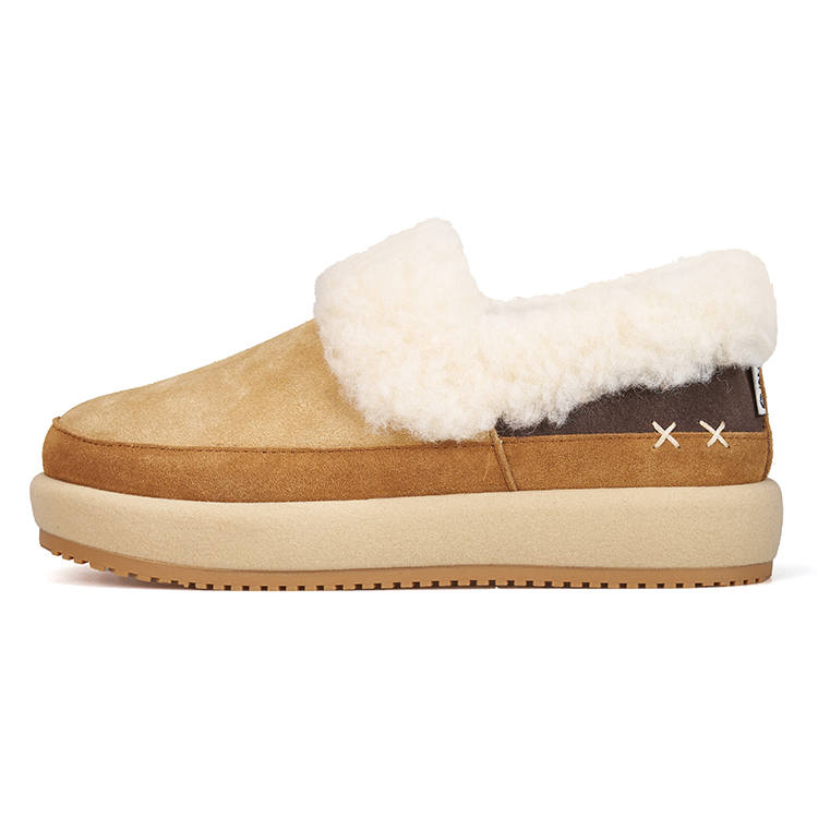 Joy&Mario Cow Split Leather Fleece Lined Birkenstock Style Outerwear With Thick Sole And Slip Resistant Slip on Design