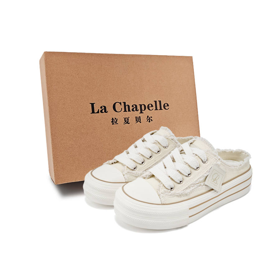 La Chapelle Rubber Sole Abrasion Resistant Abrasion Resistant Closed Toe Slippers Women's Beige Brown