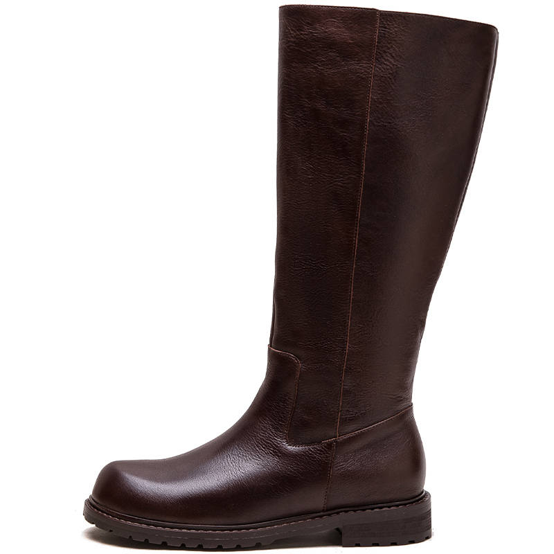 JIEZHOU Top Grain Cow Leather Knee high Boots 3cm Women's