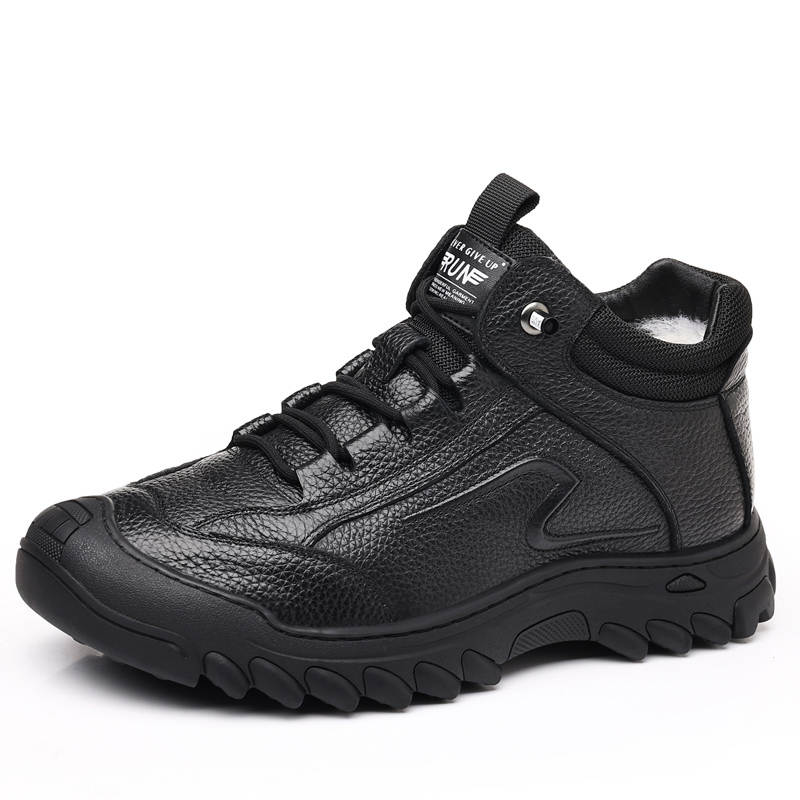 MODENGPAN MODENGPAN Top Grain Cow Leather Ankle Boots Men's Black