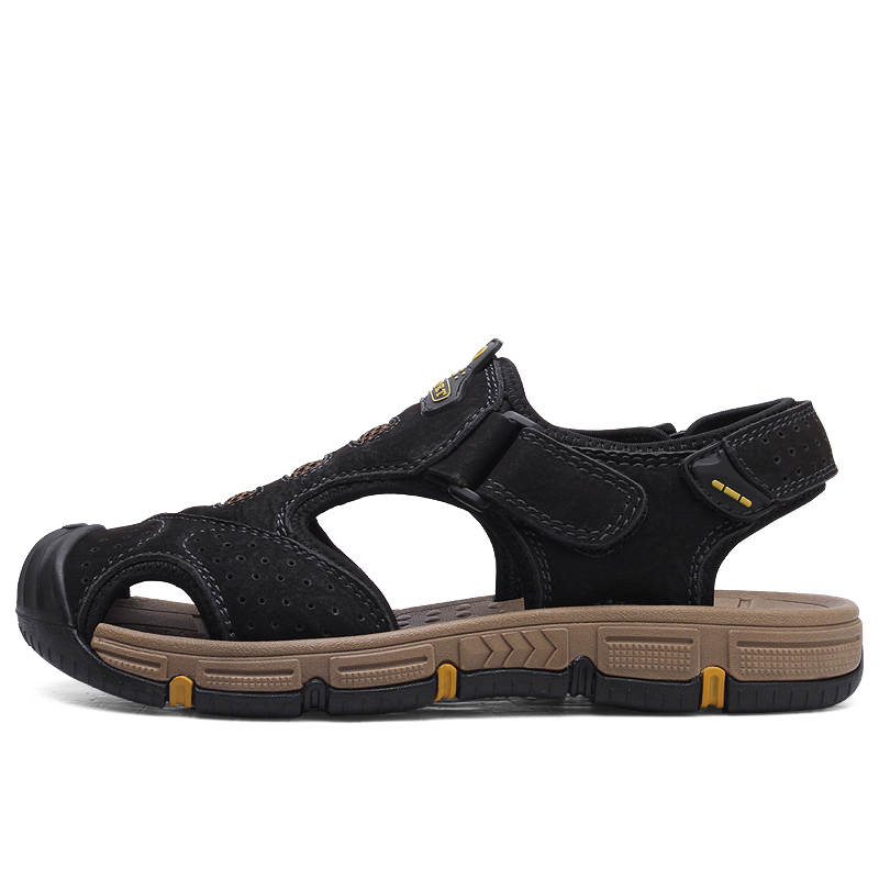 GONGNIULEITING Top Grain Cow Leather Beach Sandals Men's