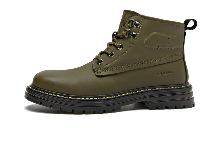 HLA HLA Leather Short Combat Boots 4cm Men's