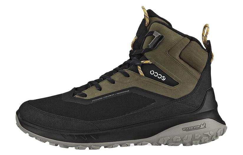 Ecco Leather Slip Resistant Abrasion Resistant Slip Resistant Abrasion Resistant High top Running Shoes Men's