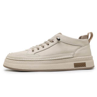 CITONGXIANSHENG Microfiber Leather Casual Shoes Men's Ecru