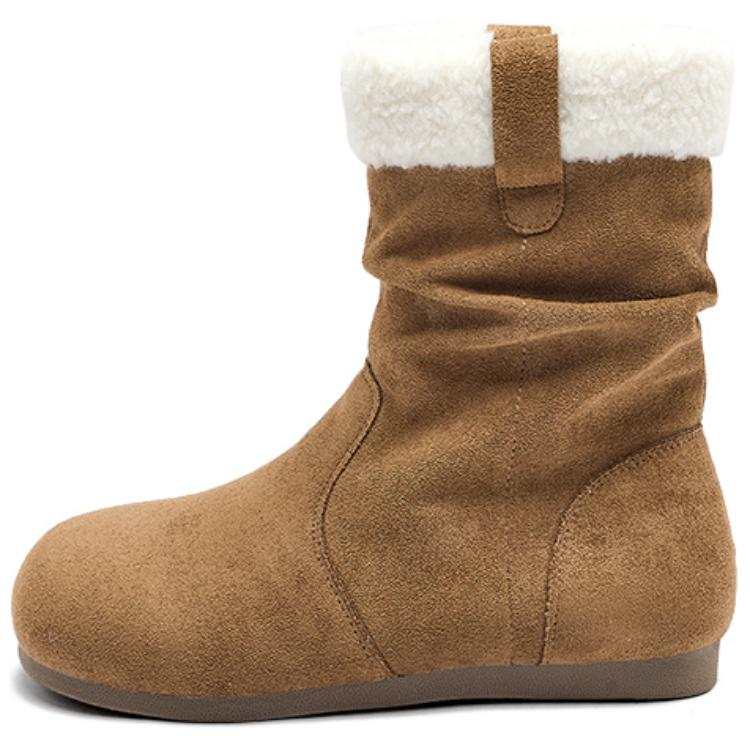 AGSDON Fabric Vintage Fashion Layered Outerwear Fleece Lined Thermal Snow Boots Women's