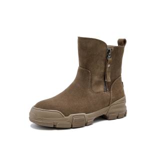 GIGIRYO Cow Suede Thermal Slip Resistant Short Snow Boots Women's