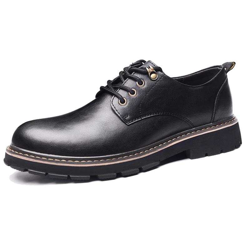 AOKANG Large Head Microfiber Leather Casual Leather Shoes Men's Black