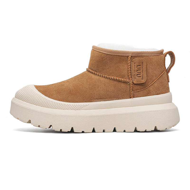 WEISHIBANGWEI Cow Suede Platform Thickened And Fleece Lined Short Snow Boots Unisex