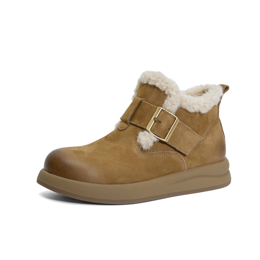 PT'SON Cow Suede Abrasion Resistant Thermal Short Snow Boots Women's