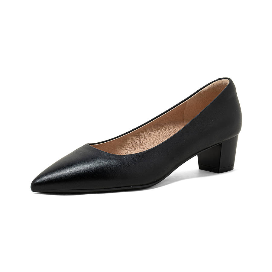 COMELY Sheepskin Chunky Heel High Heels 4cm Women's