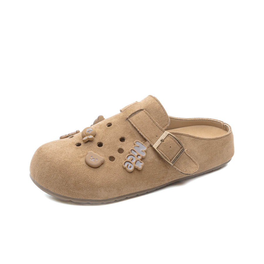 AIYILIAN Metal Cut Out Abrasion Resistant Slip Resistant Closed Toe Slippers Women's